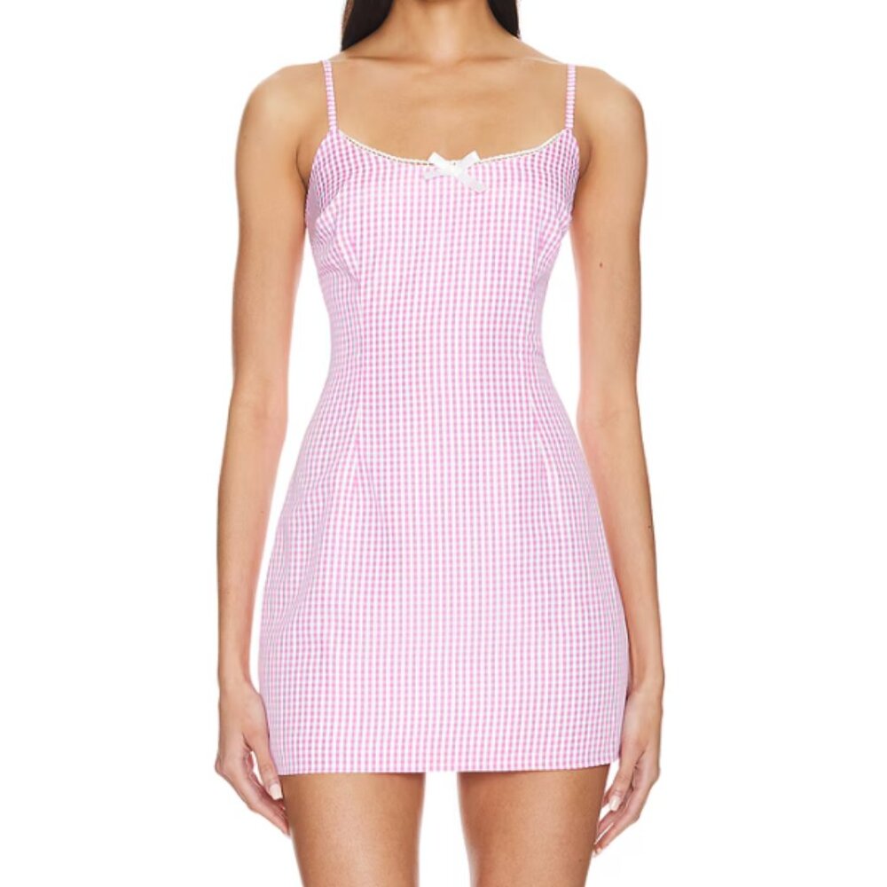 NWT More to Come Inda Mini Dress Pink Gingham XS
